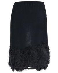 Semicouture - Rokken ,Zwart ,Midi-Rok Met Veren - Lyst