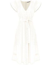 Kocca - Broderie Anglaise Midi Kleid Mit Gürtel - Lyst