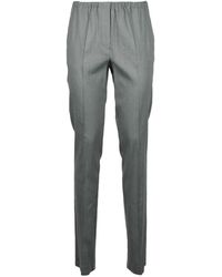 Alysi - Broeken ,Grijs ,Linnen Slim-Fit Broek - Lyst