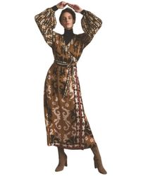 Summum - Midi-dress mit ballonärmeln und print summum - Lyst