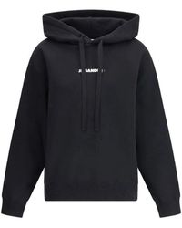 Jil Sander - Minimalistische Hoodie Met Handtekeningprint - Lyst