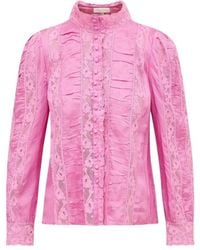 LoveShackFancy - Kanten Top Met Geplooide Body - Lyst