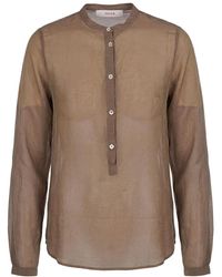 Jucca - Overhemden ,Bruin ,Katoen Camicia Coreana Semi Trasparente - Lyst