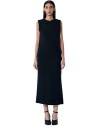 Rier - Kleedjes ,Zwart ,Wol Walker Midi Jurk - Lyst
