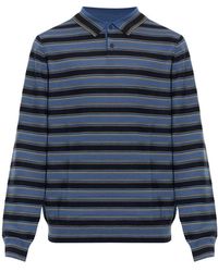 Paul Smith - Tops ,Blauw ,Wol Wool Striped Polo - Lyst