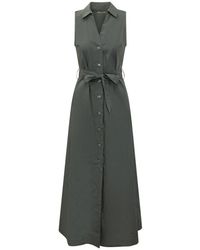 Woolrich - Kleedjes ,Groen ,Katoen Belted Shirt Dress - Lyst