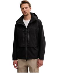 EA7 - Jassen ,Zwart ,Polyester Logo-Print Hooded Jacket - Lyst