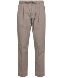 Herno - Broeken ,Bruin ,Leer Pleated Tapered Broeken - Lyst