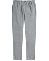 Fred Perry - Broeken ,Grijs ,Katoen Sportieve Katoenen Joggingbroek Met Elastische Tailleband - Lyst