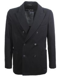 Circolo 1901 - Jassen ,Zwart ,Katoen Zwart Peak Lapel Katoenen Jas - Lyst