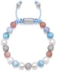 Nialaya - Beaded bracelet with larimar, pearl, lace agate and pink aventurine - Lyst