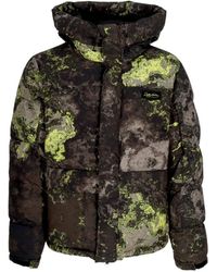 DOLLY NOIRE - Jassen ,Veelkleurig ,Polyester Donkere Camo Gewatteerde Jas Met Capuchon - Lyst