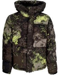 DOLLY NOIRE - Jassen ,Veelkleurig ,Polyester Donkere Camo Gewatteerde Jas Met Capuchon - Lyst