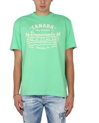 DSquared² - Tops ,Groen ,Leer The Great Canada Graphic T-Shirt - Lyst