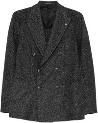 Tagliatore - Jassen ,Grijs ,Leer Double-Breasted Bouclé Jacket - Lyst
