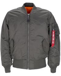 Alpha Industries - Omkeerbare Grijze Bomberjack Met Rits - Lyst
