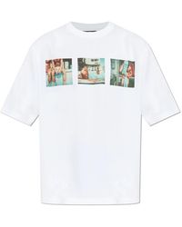 DSquared² - Tops ,Wit ,Katoen Loose Fit Tom Bianchi Print T-Shirt - Lyst
