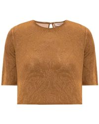 Twinset - Overhemden ,Bruin ,Top Met Geweven Patroon - Lyst