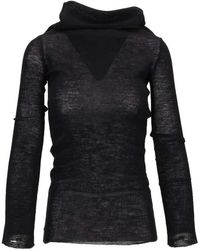 Ann Demeulemeester - Truien & Vesten ,Zwart ,Zwarte Drop Shoulder Gebreide Top - Lyst