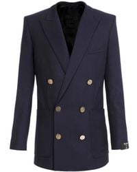 Balmain - Double-Breasted Blazer Met Knopen - Lyst