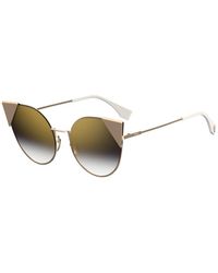 Fendi - Goldene sonnenbrille mit grauen schattengläsern - Lyst
