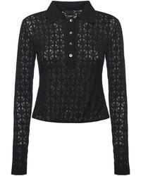 Pinko - Schwarzer Spitzen Langarm Pullover - Lyst