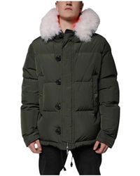DSquared² - Groene Shearling Jas Met Logodetails - Lyst