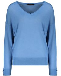 Moorer - Truien & Vesten ,Blauw ,Katoen Pullover Met V-Hals - Lyst