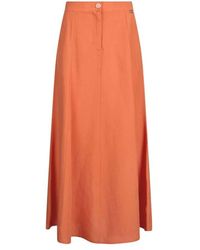 Liu Jo - Brauner Leinen Langer Rock - Lyst