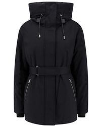 Mackage - Jassen ,Zwart ,Nylon Zwarte Gewatteerde Nylonjas Met Leren Details - Lyst