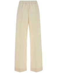 Jil Sander - Broeken ,Wit ,Katoen Cotton Wide-Leg Pant - Lyst