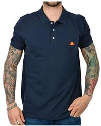 Ellesse - Tops ,Blauw ,Katoen Cotton Polo Shirt Met Logo Patch - Lyst