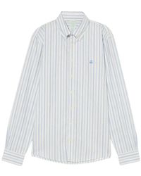 Brooks Brothers - Slim Fit Goldener Fleece Gestreiftes Hemd Mit Knopfleiste - Lyst