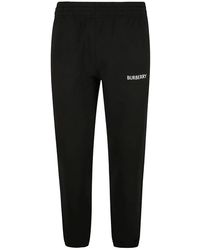 Burberry - Broeken ,Zwart ,Katoen Trainingsbroeken Met Geribbelde Boorden - Lyst