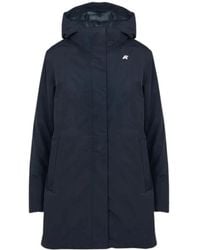 K-Way - Blauwe Waterdichte Jas Met Zachte Voering - Lyst