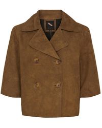Btfcph - Jassen ,Bruin ,Leer Suede Short Trenchcoat - Lyst