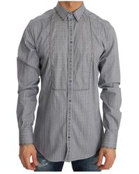 Dolce & Gabbana - Grau kariertes GOLD Slim Fit Hemd aus Baumwolle - Lyst