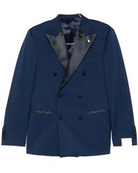 Luigi Bianchi - Jassen ,Blauw ,Katoen Double-Breasted Tuxedo Jacket - Lyst