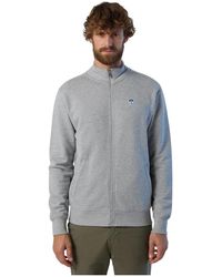 North Sails - Hoodies & Sweatvesten ,Grijs ,Katoen Basic Full Zip Sweatshirt - Lyst