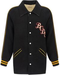 Bode - Jassen ,Zwart ,Satijn Monogram Snap Reversible Felt And Satin Jacket - Lyst