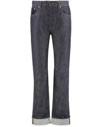 Bottega Veneta - Jeans ,Blauw ,Katoen Jeans Met Omslag En Rechte Pijp - Lyst