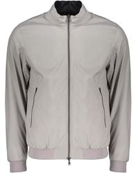 Herno - Jassen ,Grijs ,Polyester Lichtgewicht Jas Met Opstaande Kraag - Lyst