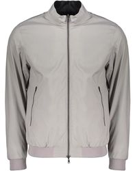 Herno - Jassen ,Grijs ,Polyester Lichtgewicht Jas Met Opstaande Kraag - Lyst