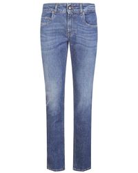 Fay - Stretch-Denim-Jeans Mit Lederpatch - Lyst