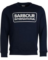 Barbour - Hoodies & Sweatvesten ,Blauw ,Katoen Sweatshirt Met Groot Logo - Lyst