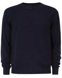 Kiton - Truien & Vesten ,Blauw ,Trui Met Ronde Hals En Lange Mouwen - Lyst