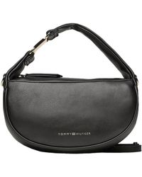 Tommy Hilfiger - Borsa a tracolla in similpelle nera con logo - Lyst