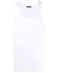 Tom Ford - Tops ,Wit ,Katoen Witte Mouwloze Ribvest Met Logo - Lyst
