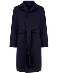 Tagliatore - Cappotto blu in lana e cashmere - Lyst
