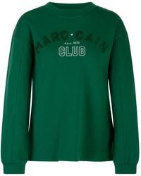 Marc Cain - Hoodies & Sweatvesten ,Groen ,Katoen Sweatshirt Met Beflockung - Lyst